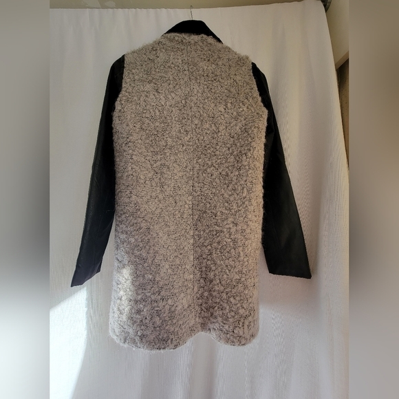 Melissa NEPTON Wool and Faux Leather  Jacket Cardigan - Picture 11 of 16